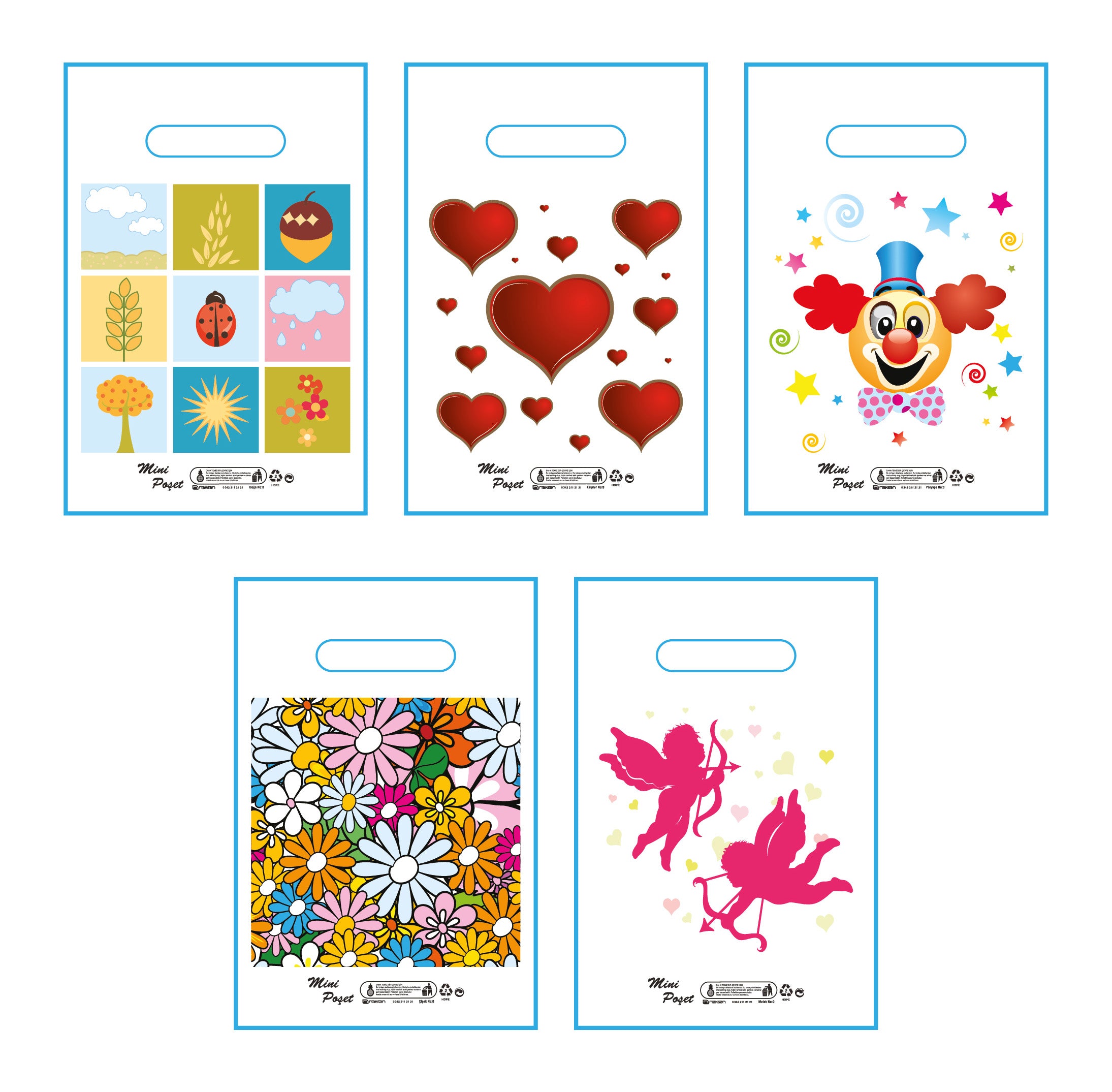 Arma El Geçme Mini Baskılı Beyaz Poşet